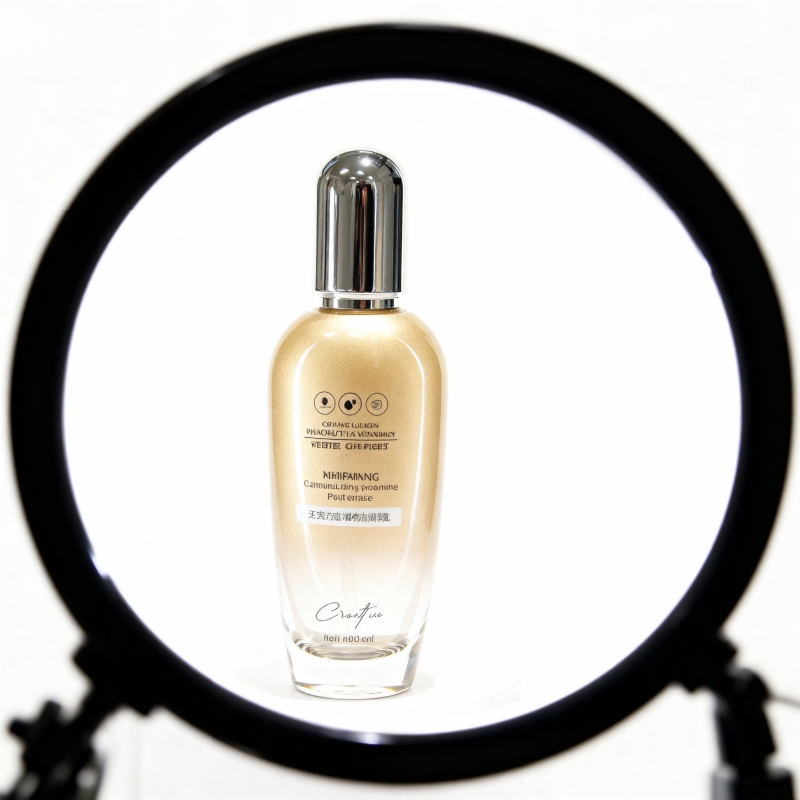 sustainable glass packaging set - refillable cream jar with amber serum bottle