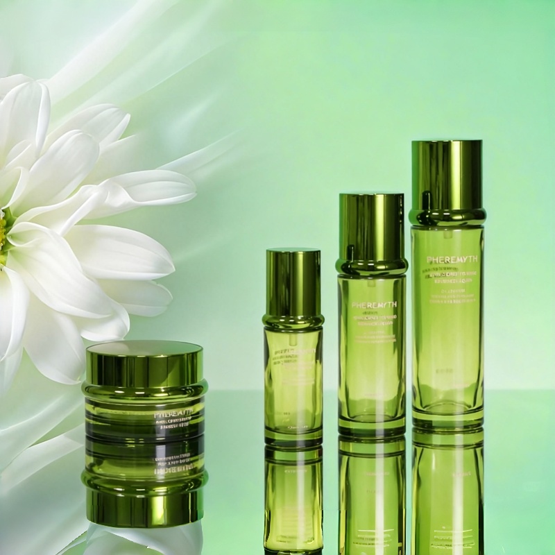 complete glass bottle set for anti aging skincare line