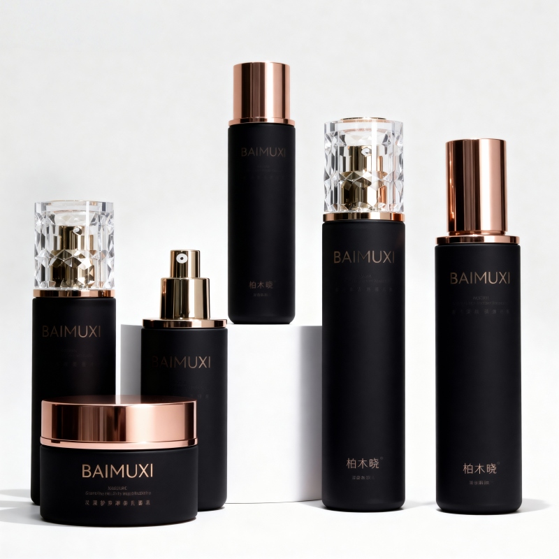 organic face care glass set - 30ml essential oil bottle 50ml cream jar 100ml toner