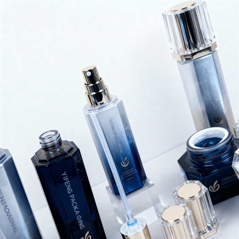 blue glass jar face cream