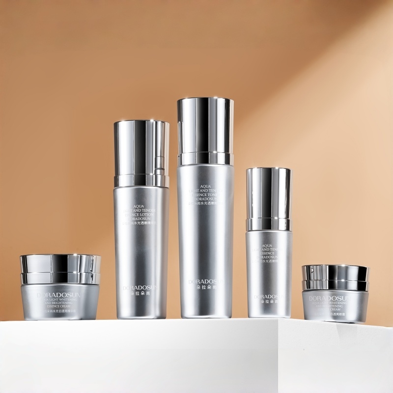 4 piece perfume and lotion glass bottle set