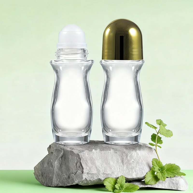 50ml glass perfume roller bottle, with rollers and plastic cap
