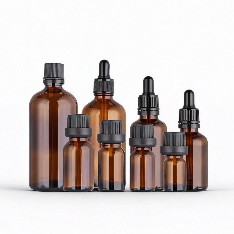 5ml, 10ml, 15ml, 20ml, 30ml, 50ml, 100ml, 150ml Amber Round Glass Dropper Bottles,Essential oil dispensing bottle
