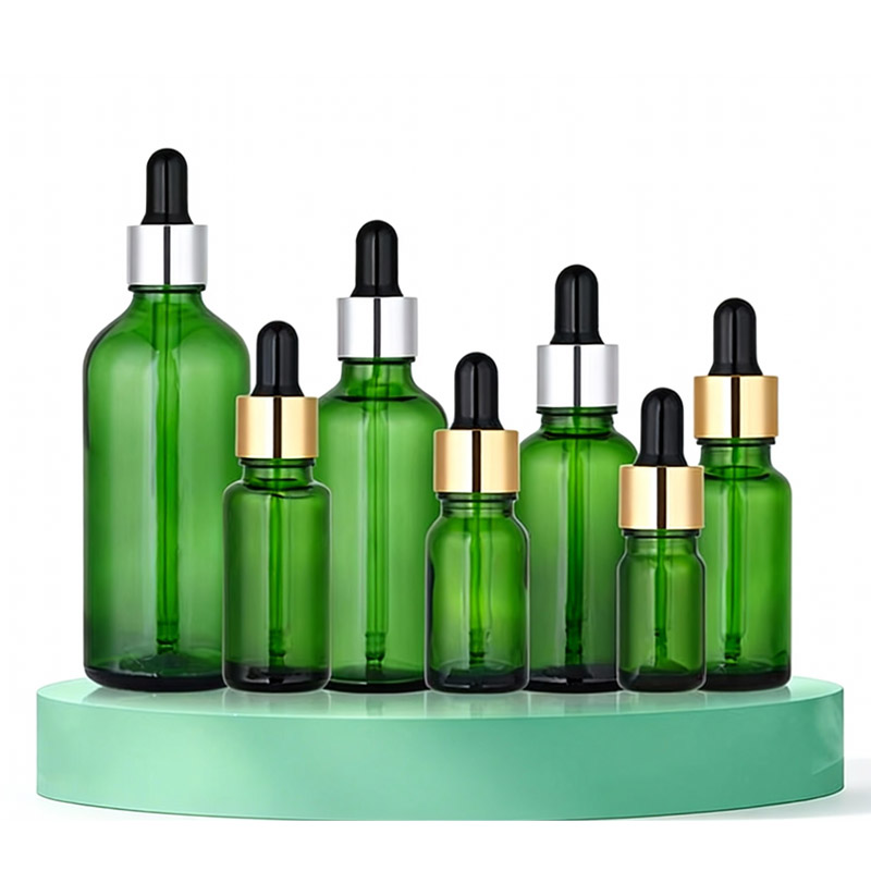 5ml, 10ml, 15ml, 20ml, 30ml, 50ml, 100ml Custom round empty black glass bottles with black caps.