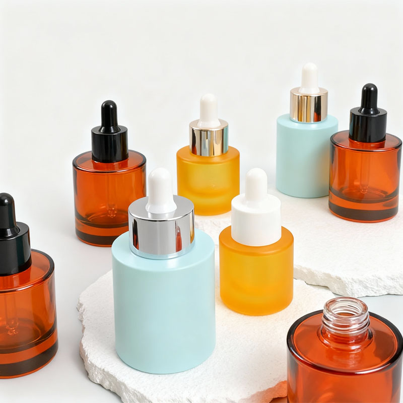 15ml 30ml 50ml Glass Flat Shoulder Dropper Bottle Thick Bottom Serum Bottle