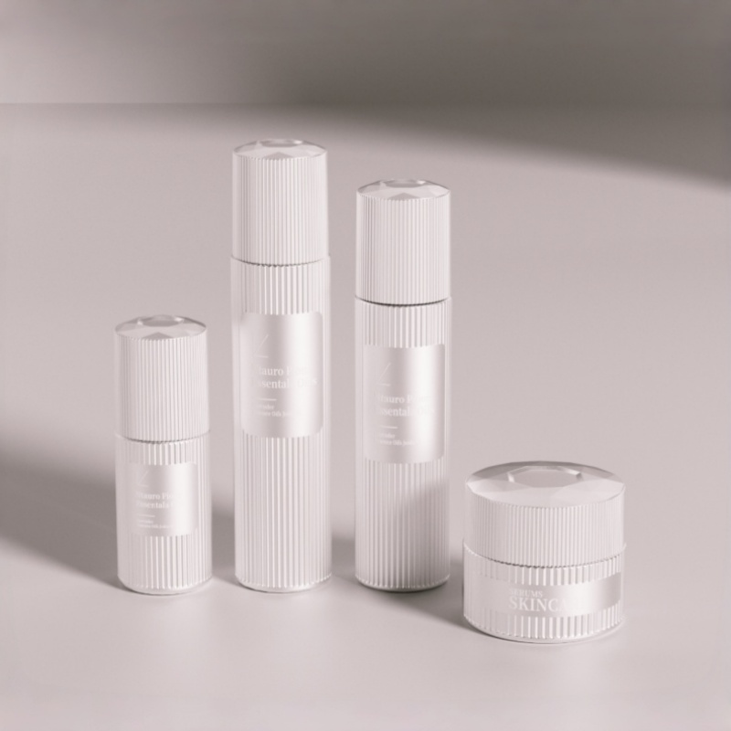 hochwertig Stripe Line Glass Cosmetic Bottle individuell Thick Bottom Unique Glasflasche