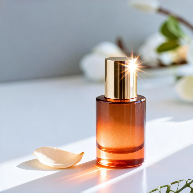 Custom gradient color essential oil glass pump bottle