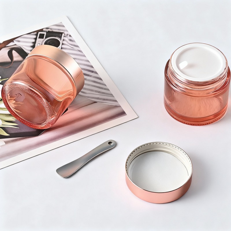 Orange Round Cosmetic Cream Glasbehälter