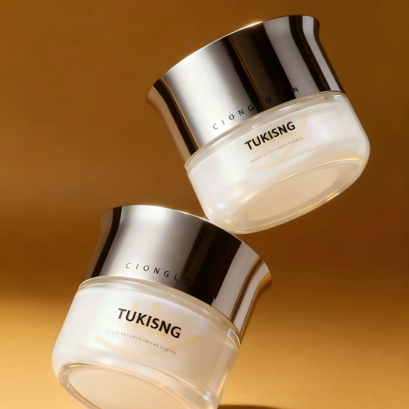 Custom Logo 30G 50G Moisturizer Jar Clear Grey Glass Lotion Pump Bottle with Silver Cap