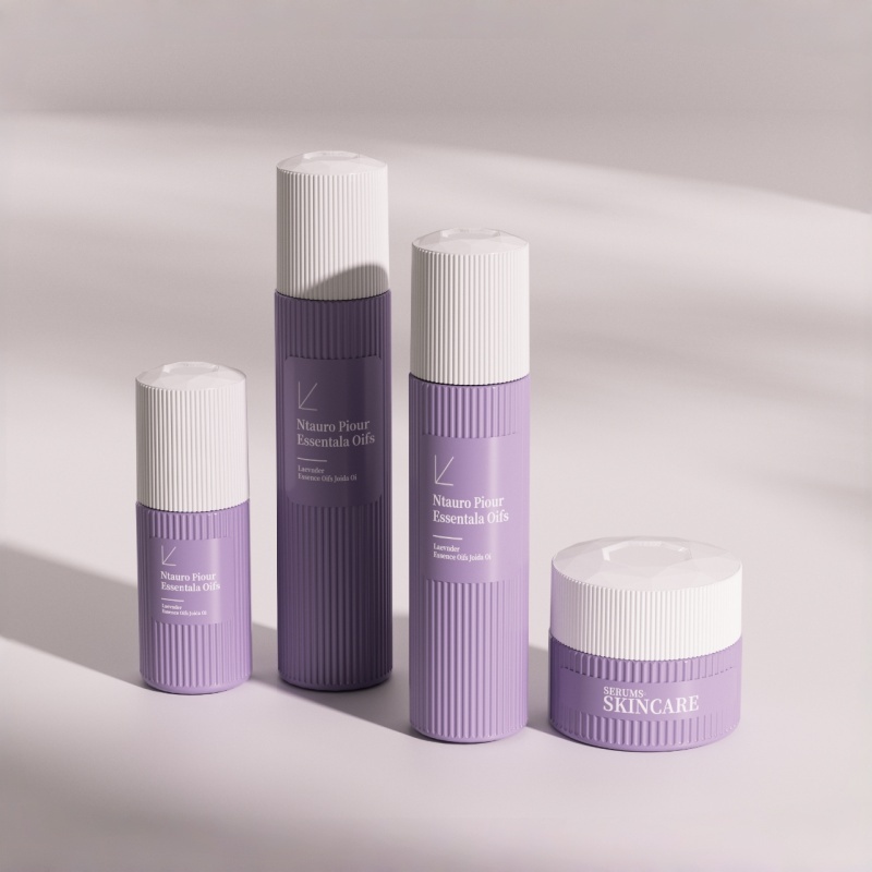 hochwertig Stripe Line Glass Cosmetic Bottle individuell Thick Bottom Unique Glasflasche