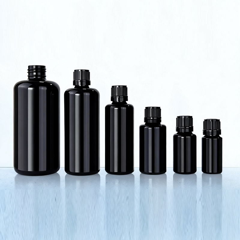 10ml 15ml 30ml Small Black Boston Round GlassBottle With Dropper Cap