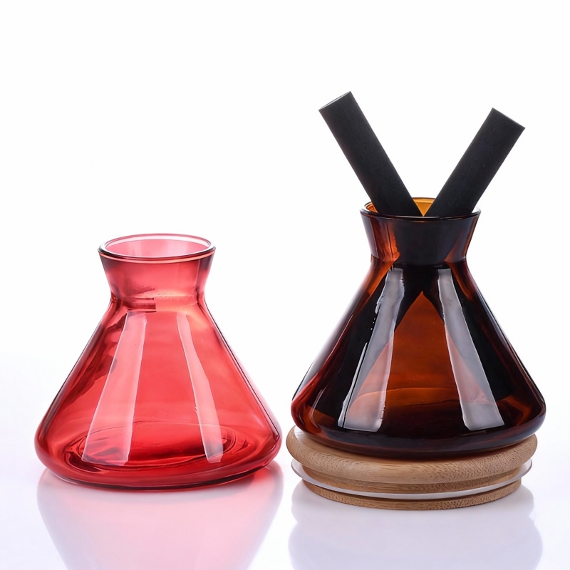 Colorful trumpet-shaped conical aromatherapy bottle empty glass bottle