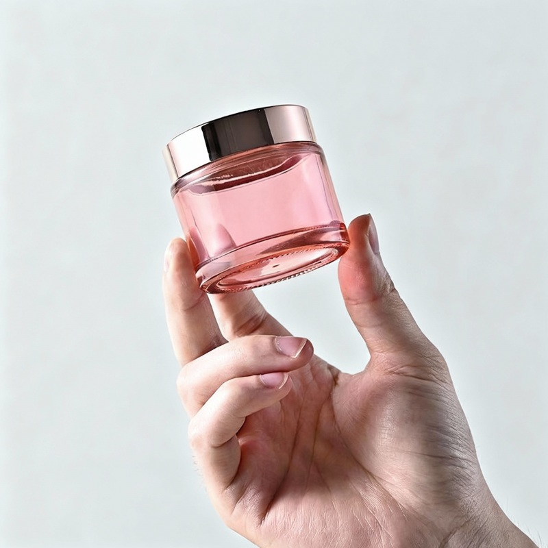 Orange Round Cosmetic Cream Glasbehälter