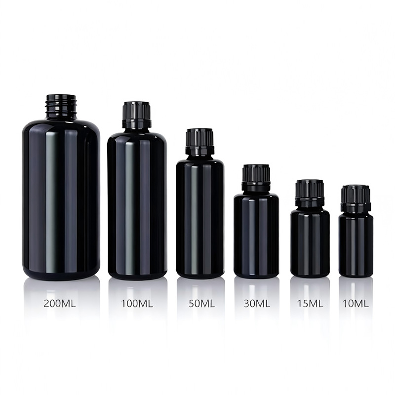 10ml 15ml 30ml Small Black Boston Round GlassBottle With Dropper Cap