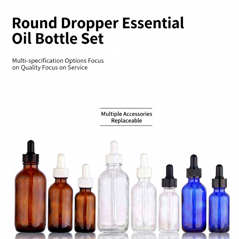 Newest 1oz 2oz 4oz  Cosmetic Glass Bottle Essential Oil Boston Round Bottle