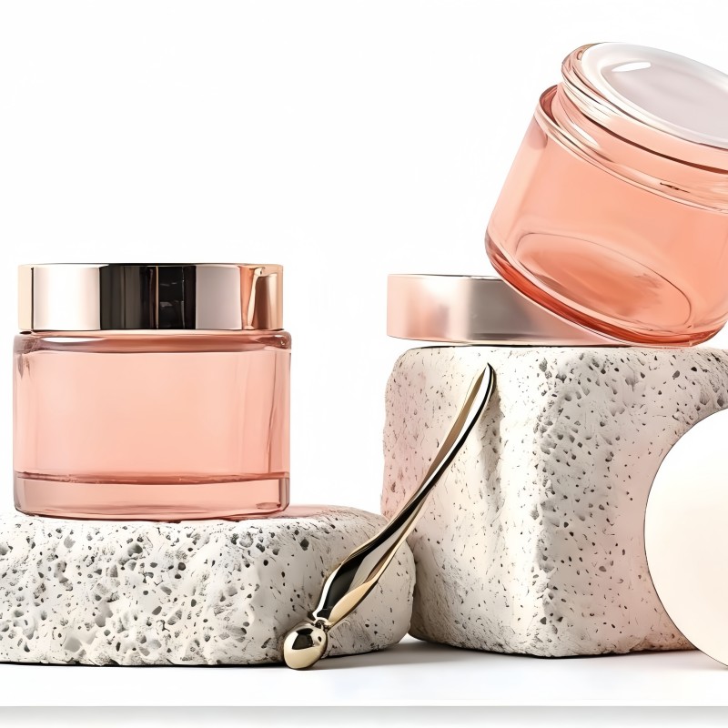 Orange Round Cosmetic Cream Glasbehälter