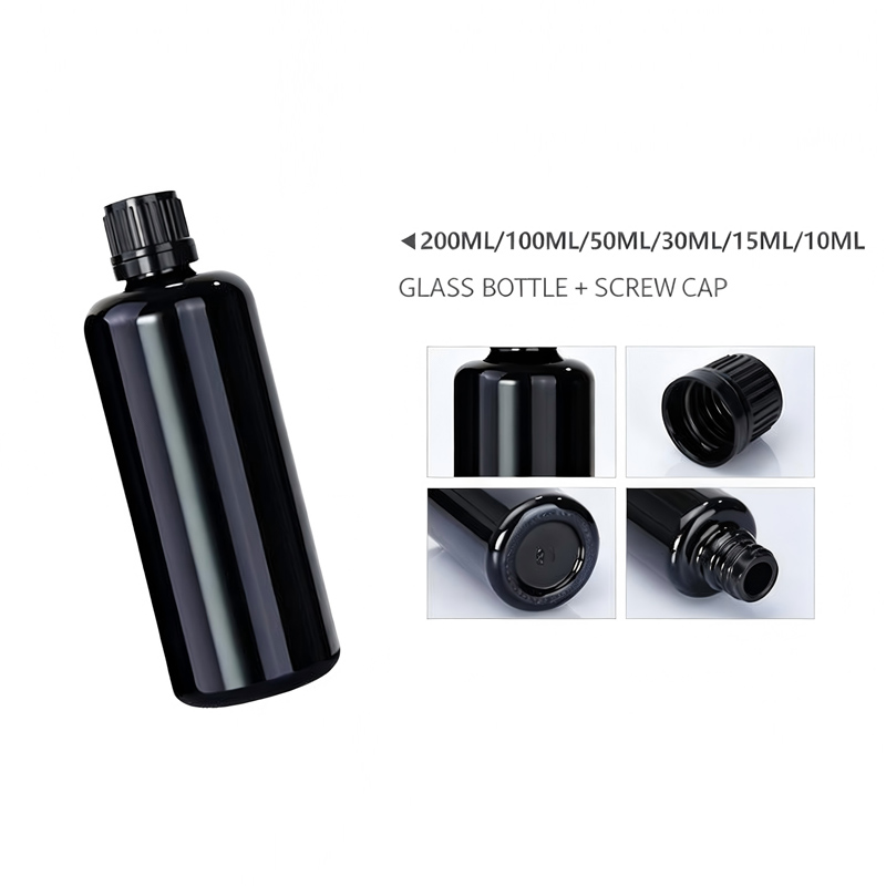 10ml 15ml 30ml Small Black Boston Round GlassBottle With Dropper Cap