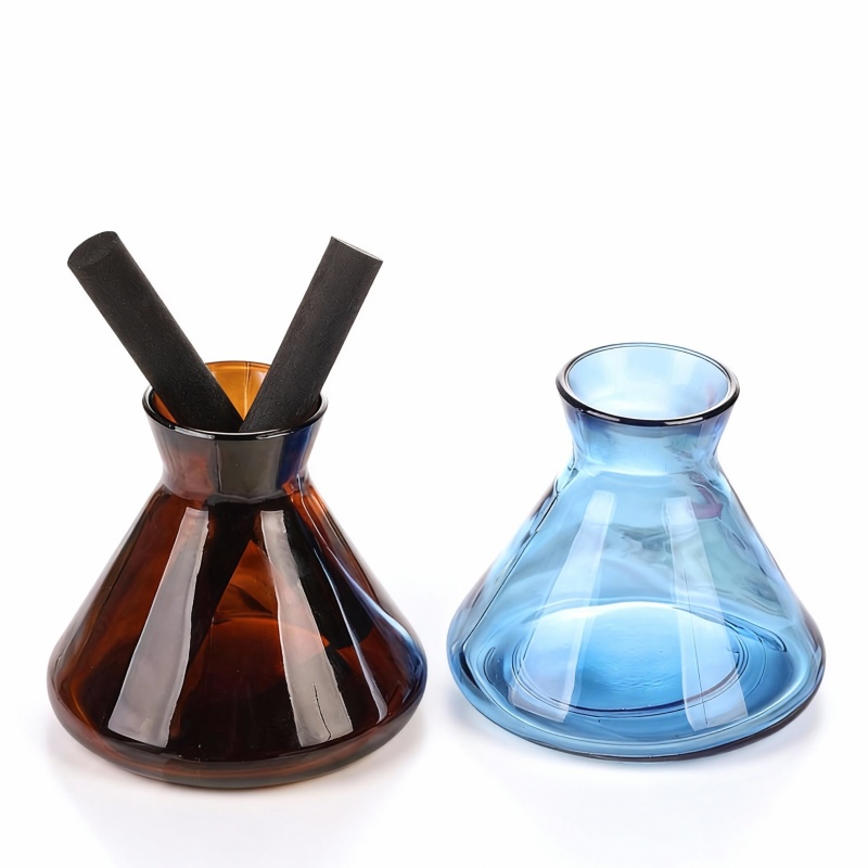 Colorful trumpet-shaped conical aromatherapy bottle empty glass bottle