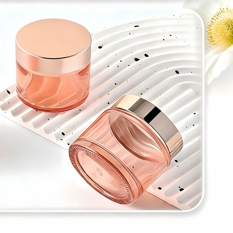 Orange Round Cosmetic Cream Glasbehälter